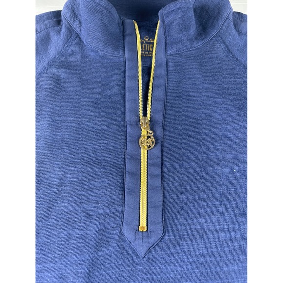 Lilly Pulitzer Luxletic Atleisure Navy Blue Quarter Zip Pullover Gold Hardware M - Picture 2 of 10